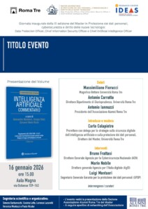 Locandina Evento resentazione della Sezione Alumni del Master in Protezione dei Dati