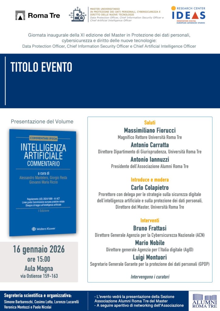 Presentazione della Sezione Alumni del Master in Protezione dei Dati